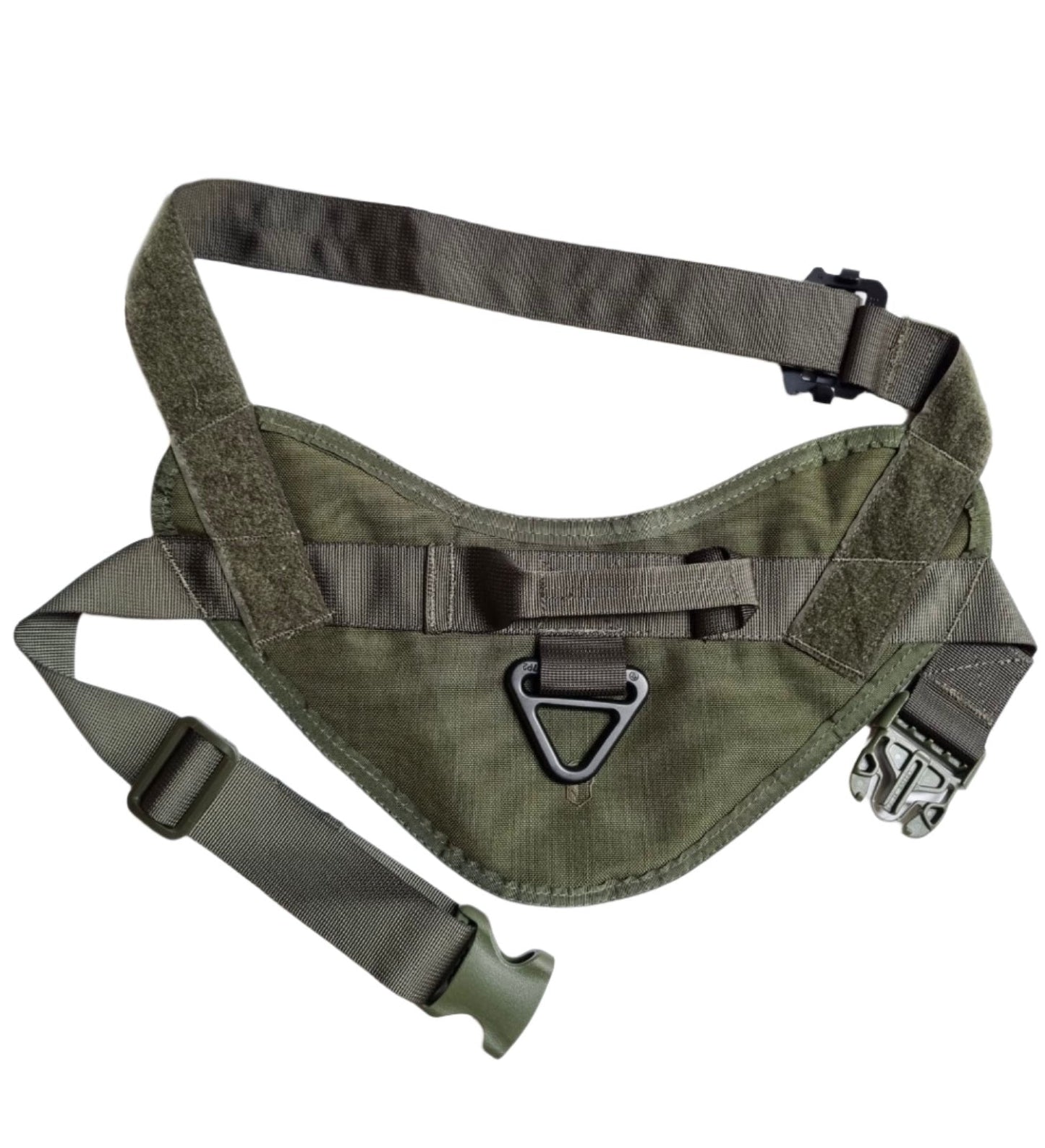 SHE - 130 K9 Duty Harness Colour OD Green front view.